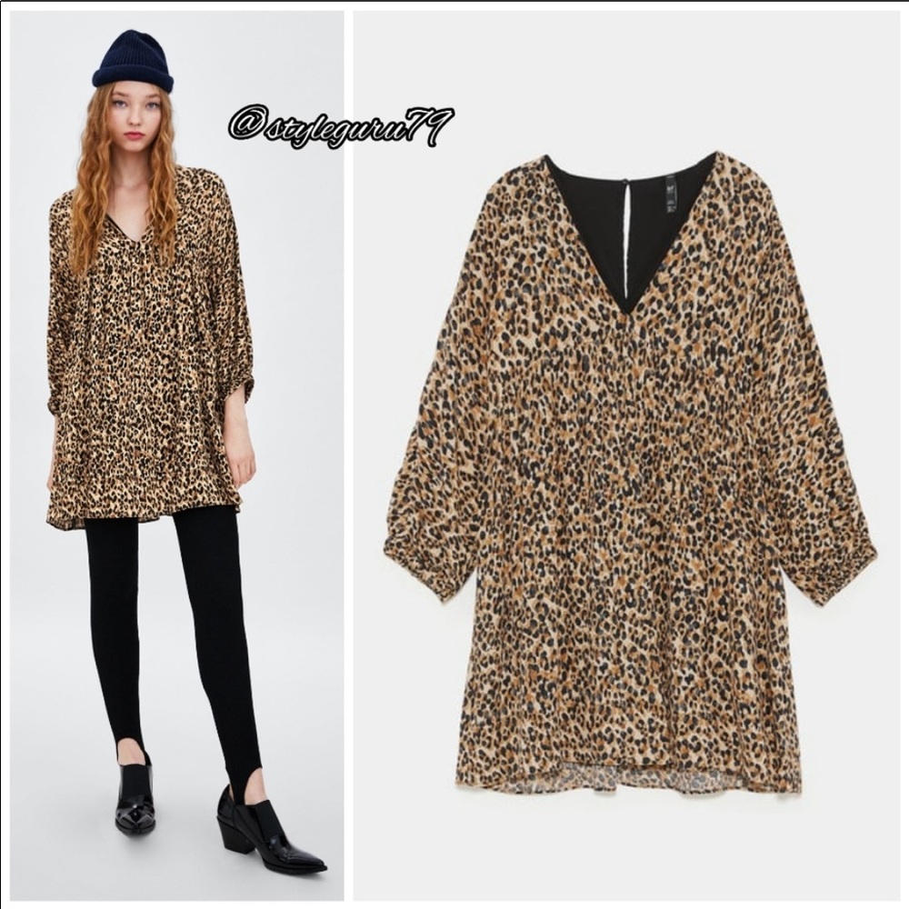 NWT Zara cheetah print babydoll dress!